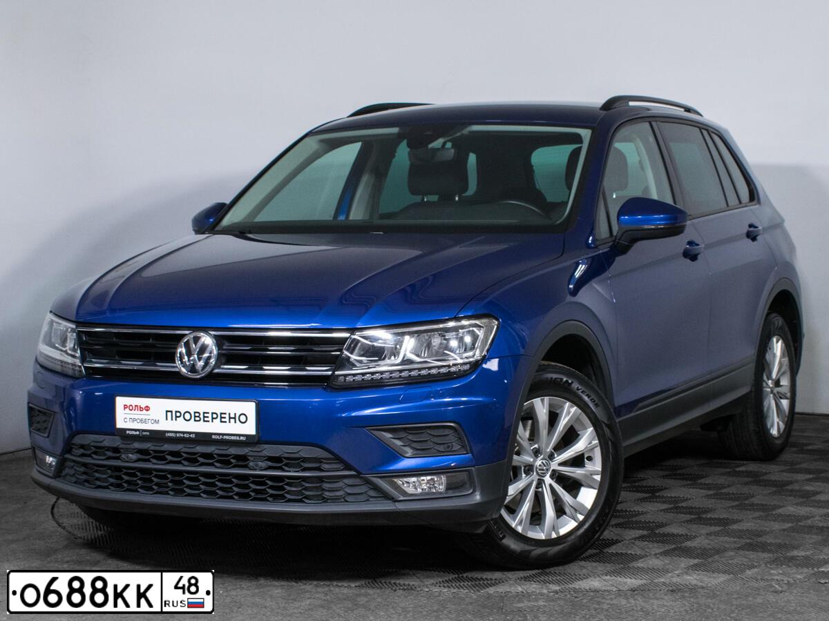 Фото автомобиля VOLKSWAGEN TIGUAN, 2019 — госномер О688КК48. Цвет: ЯРКО СИНИЙ