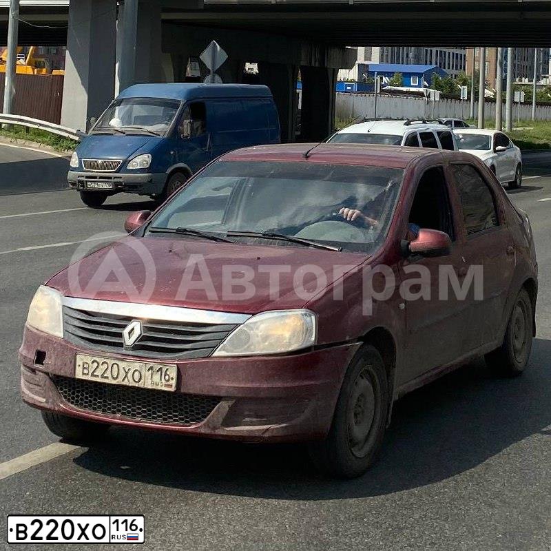 Фото автомобиля RENAULT LOGAN, 2013 — госномер В220ХО116. Цвет: КРАСНЫЙ