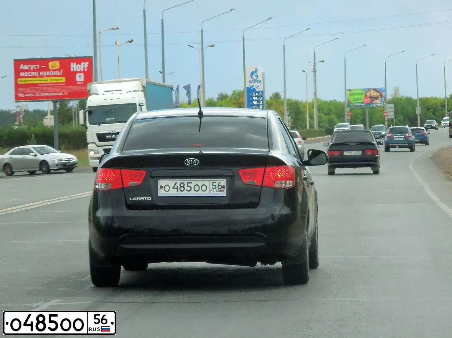 Фото автомобиля KIA CERATO, 2012 — госномер О485ОО56. Цвет: ЧЕРНЫЙ