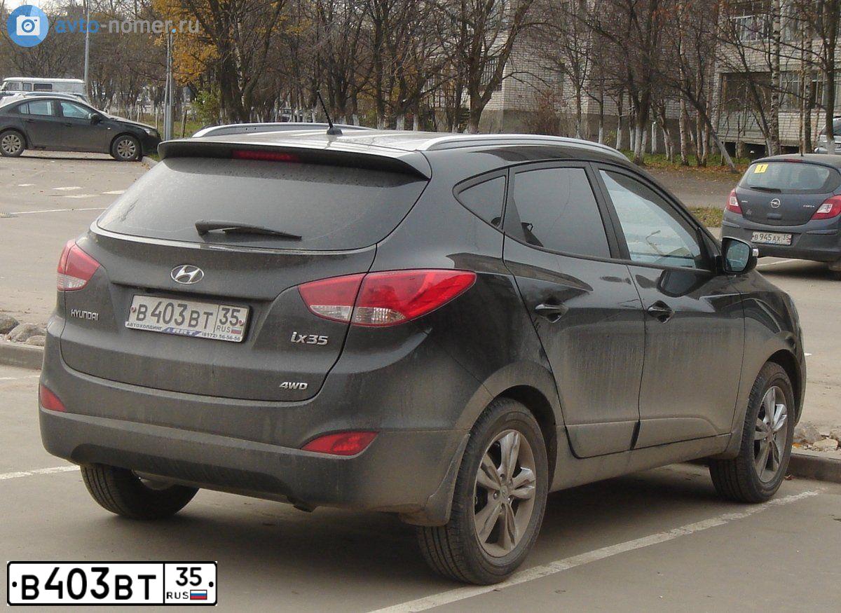 Фото автомобиля HYUNDAI IX35, 2010 — госномер В403ВТ35. Цвет: ЧЕРНЫЙ