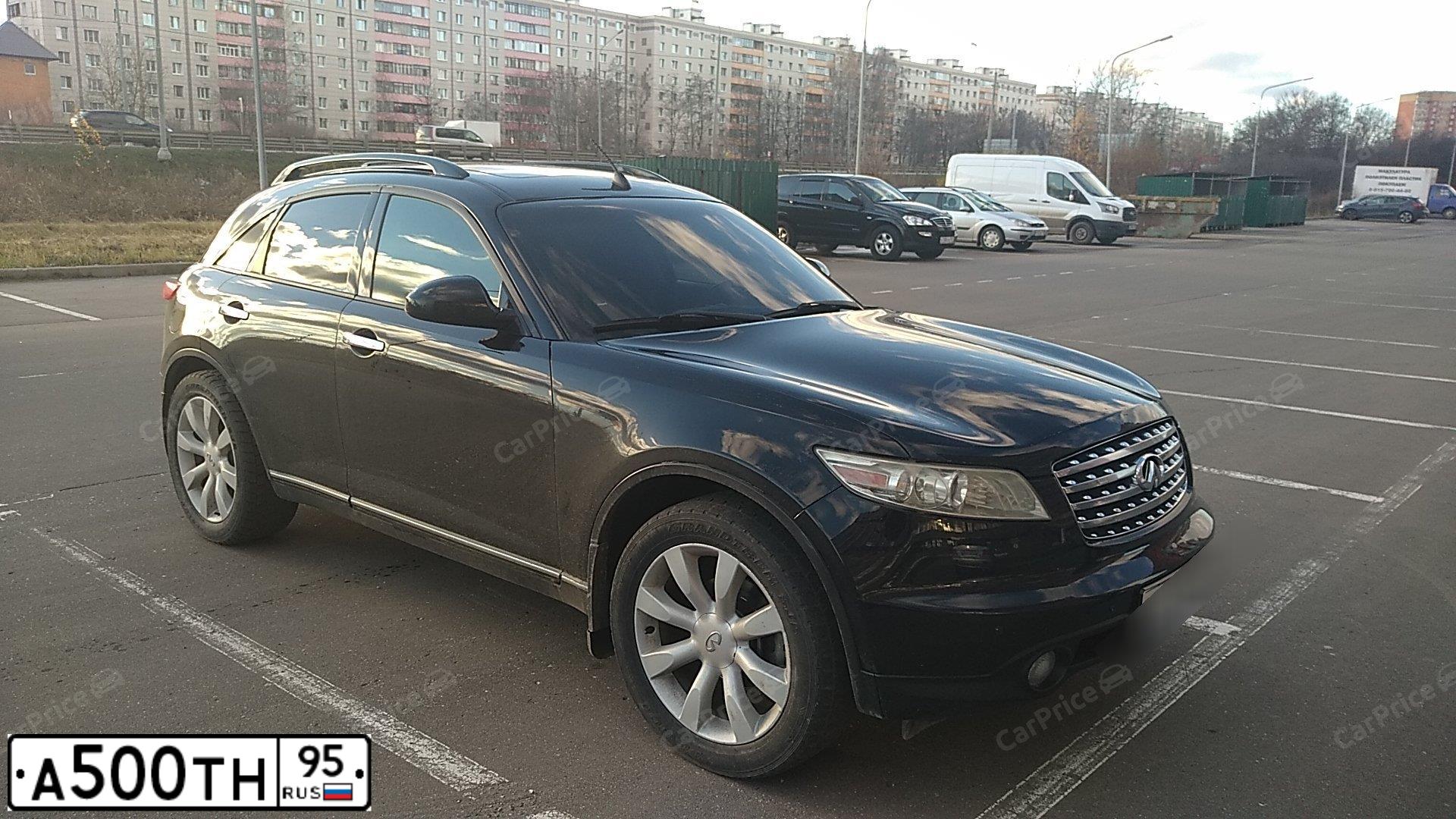 Фото автомобиля INFINITI QX70 /FX/, 2005 — госномер А500ТН95. Цвет: ЧЕРНЫЙ