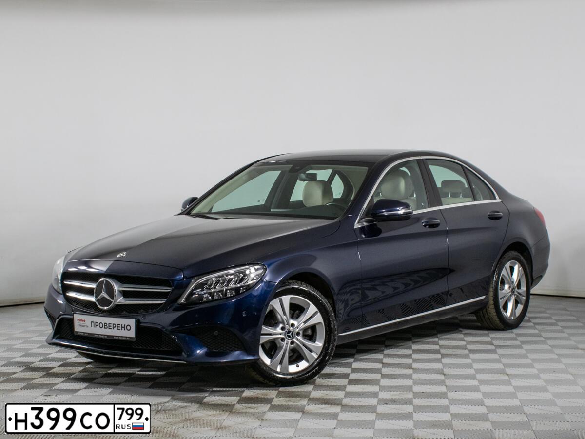 Фото автомобиля MERCEDES C-KLASSE, 2020 — госномер Н399СО799. Цвет: синий
