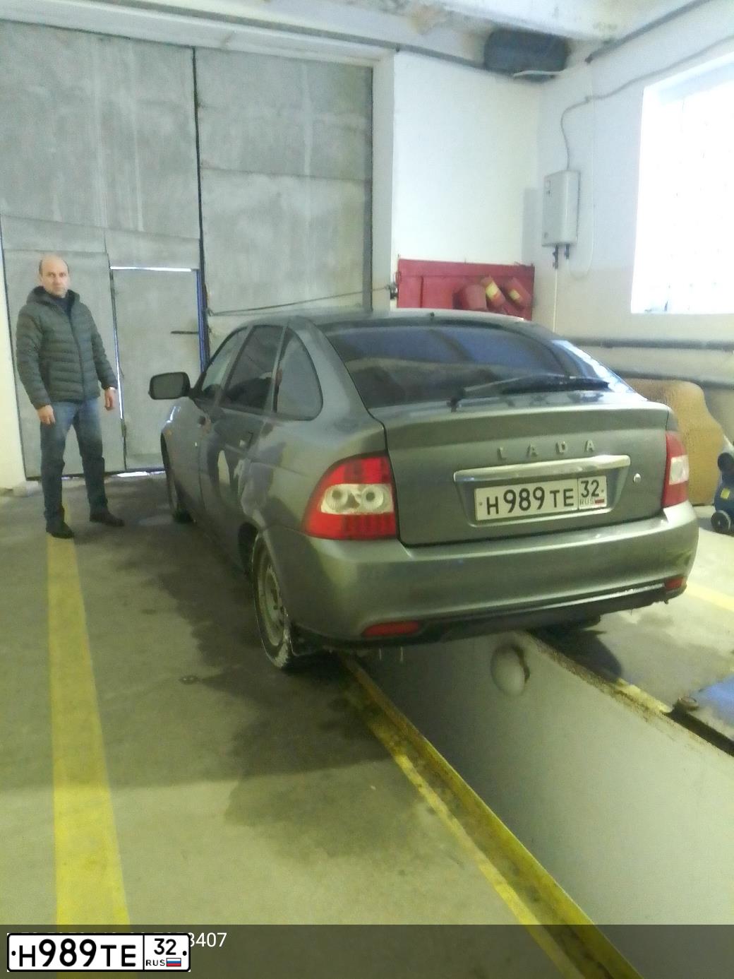 Фото автомобиля LADA 1118 KALINA, 2007 — госномер О414ВМ32. Цвет: Темно-серый металлик