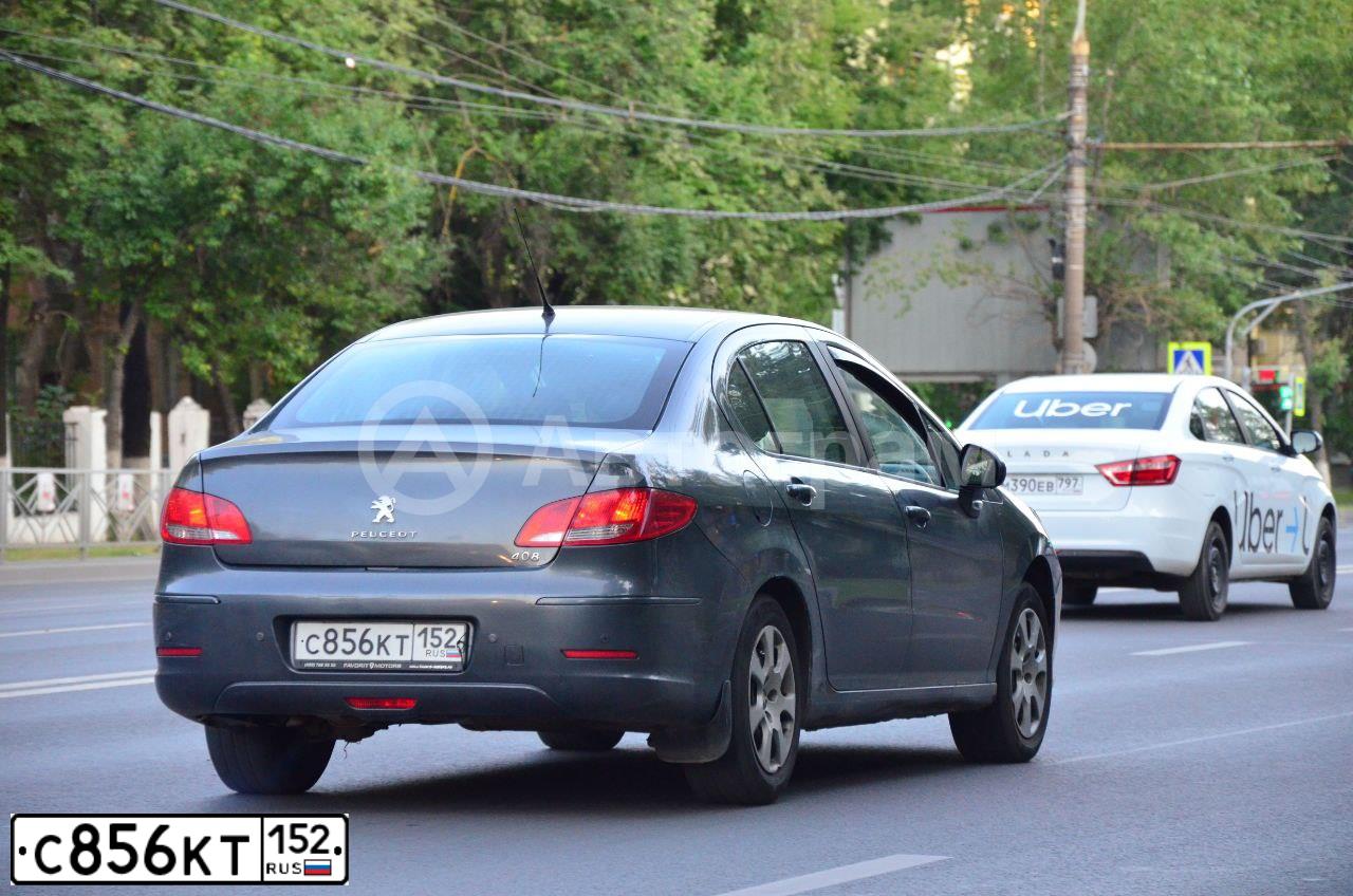 Фото автомобиля PEUGEOT 408, 2013 — госномер С856КТ152. Цвет: серый