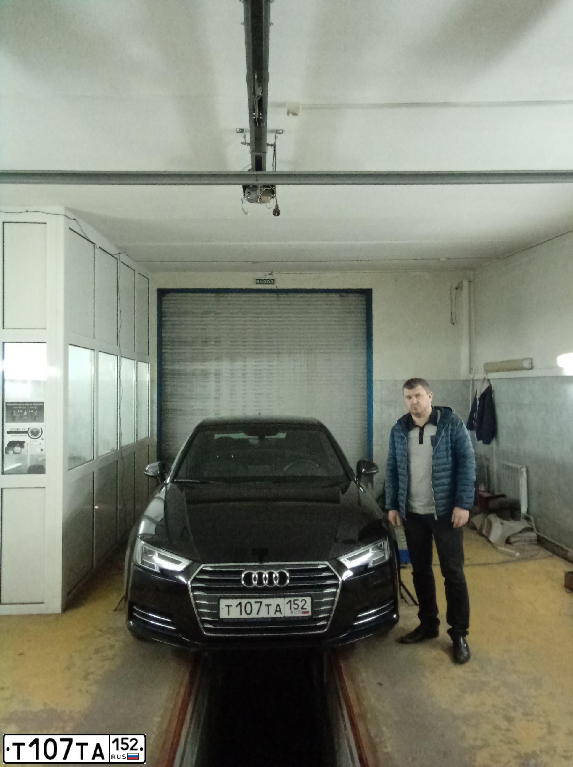 Фото автомобиля AUDI A4, 2017 — госномер Т107ТА152. Цвет: ЧЕРНЫЙ