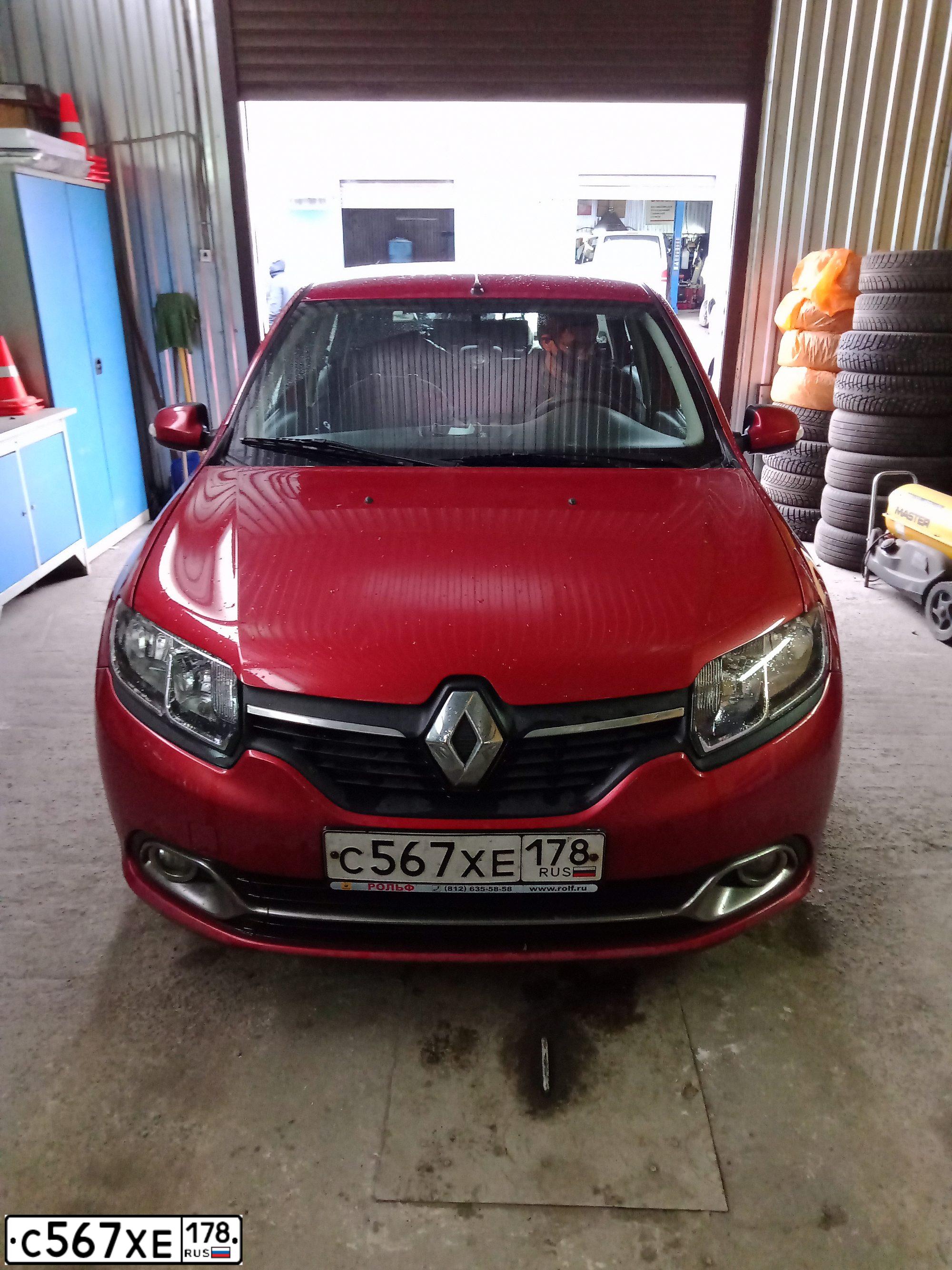 Фото автомобиля RENAULT LOGAN, 2014 — госномер С567ХЕ178. Цвет: КРАСНЫЙ