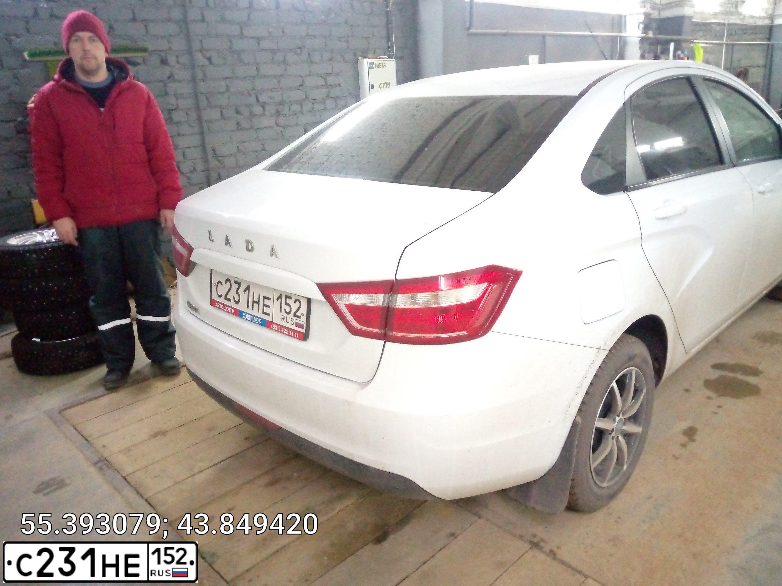 Фото автомобиля LADA VESTA, 2019 — госномер С231НЕ152. Цвет: Белый