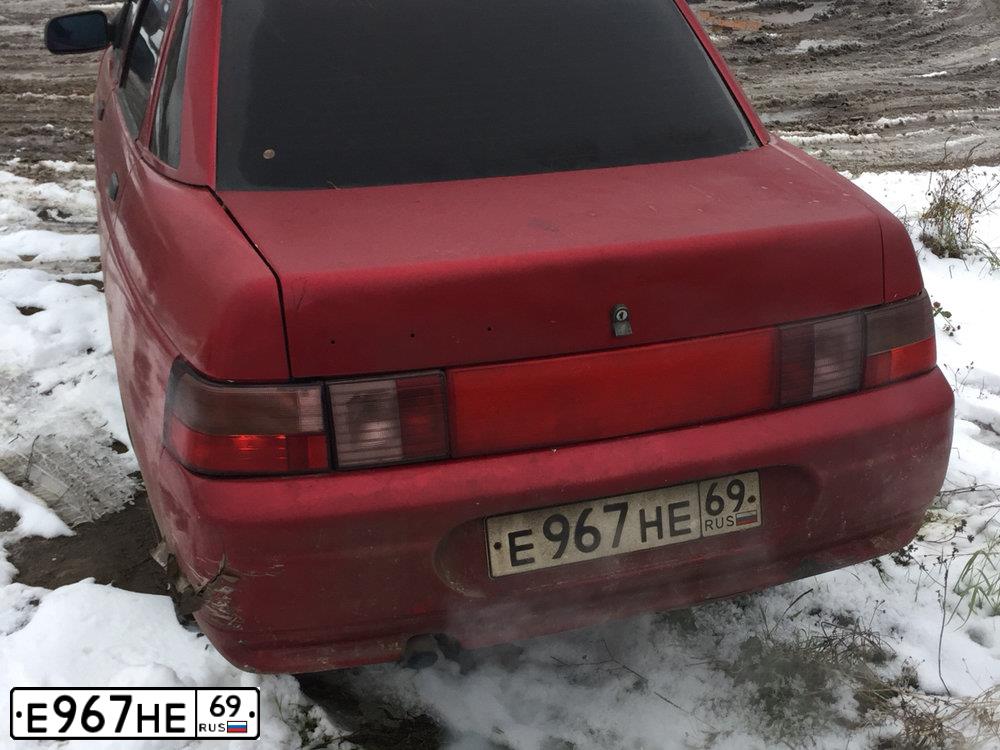 Фото автомобиля LADA 2110, 1998 — госномер Е967НЕ69. Цвет: КРАСНЫЙ