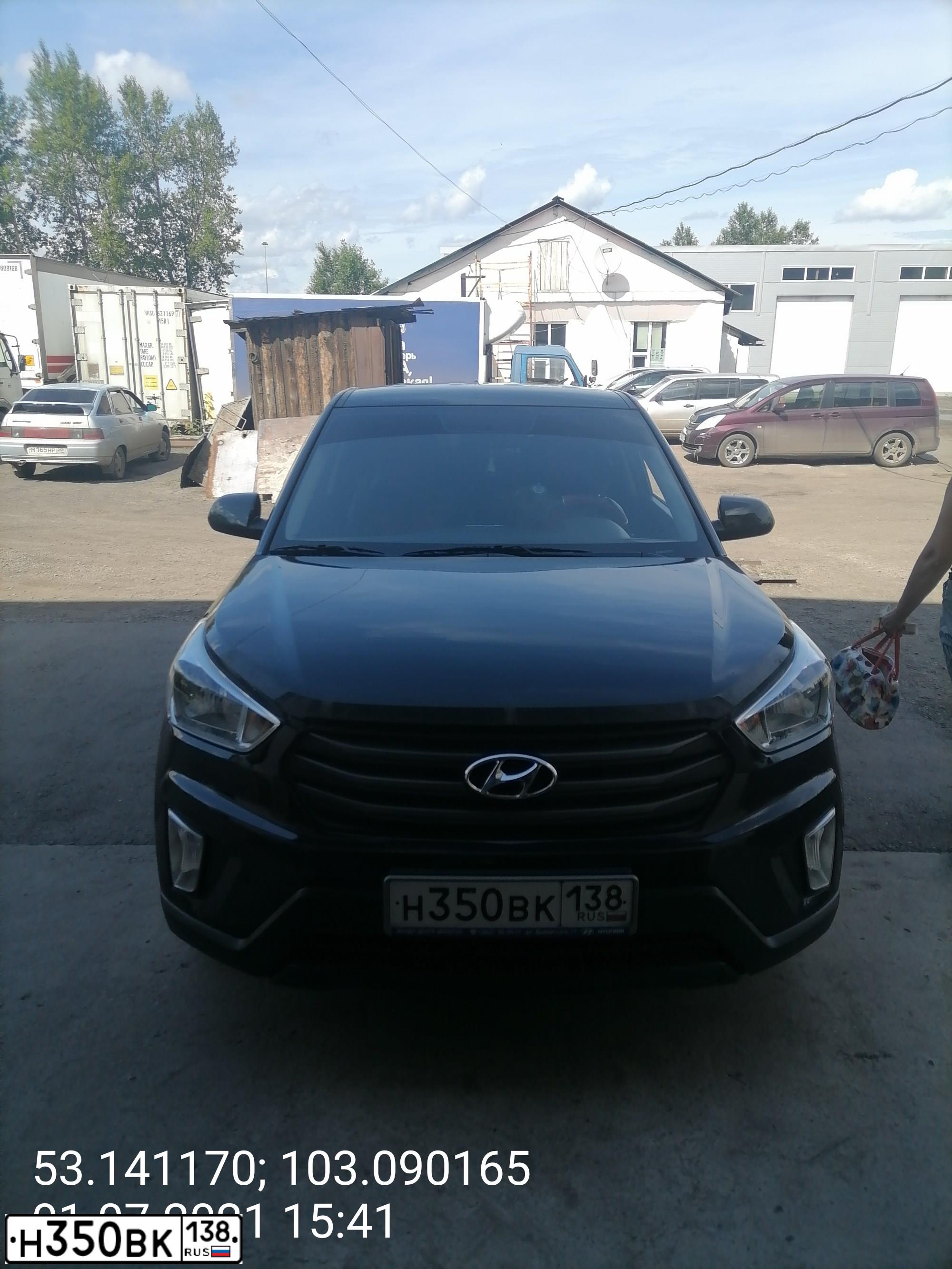 Фото автомобиля HYUNDAI CRETA, 2017 — госномер Н350ВК138. Цвет: ЧЕРНЫЙ