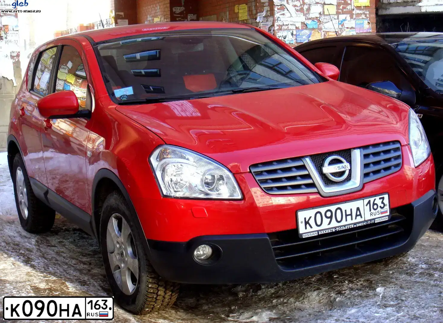 Фото автомобиля NISSAN QASHQAI, 2008 — госномер К090НА163. Цвет: КРАСНЫЙ