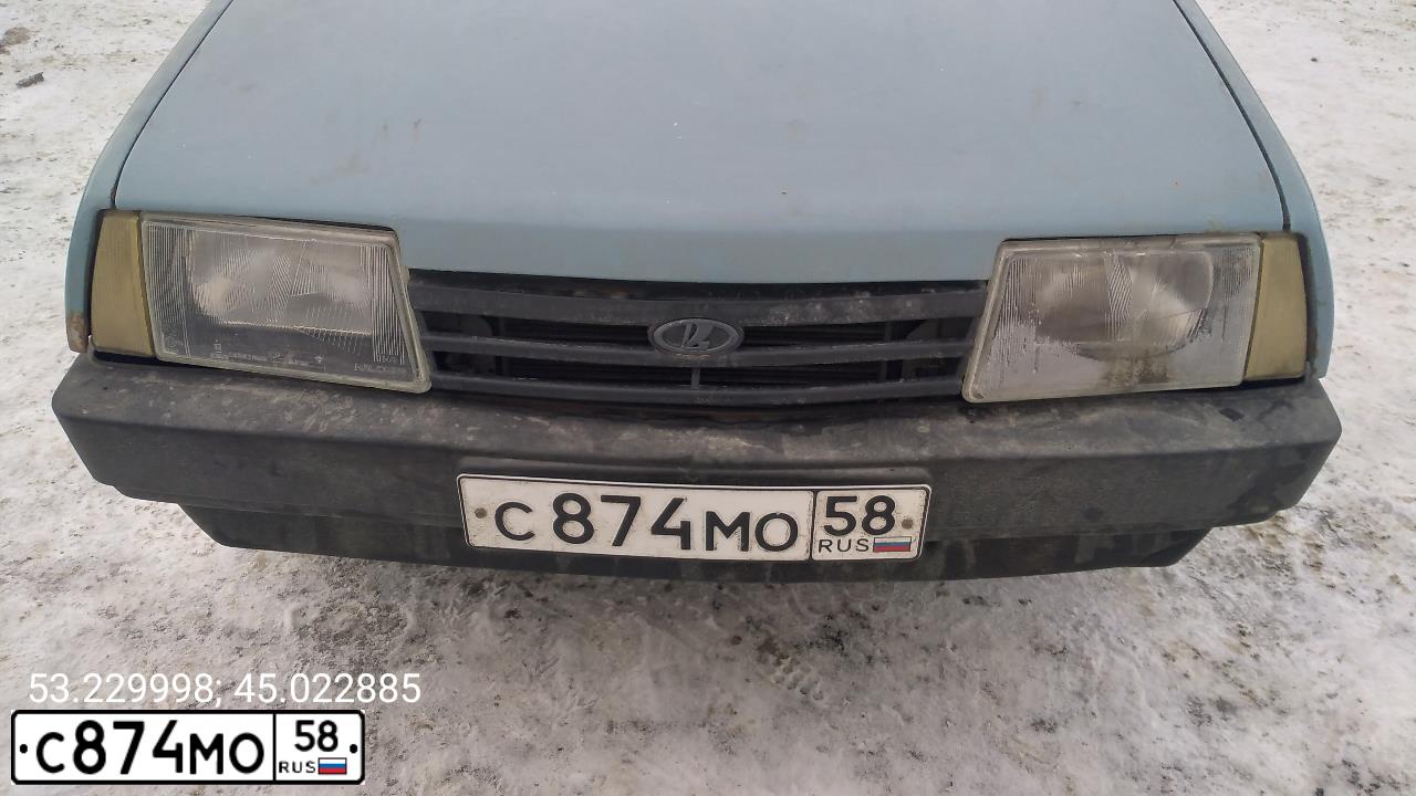 Фото автомобиля LADA 2108 SAMARA, 1988 — госномер С874МО58. Цвет: голубой