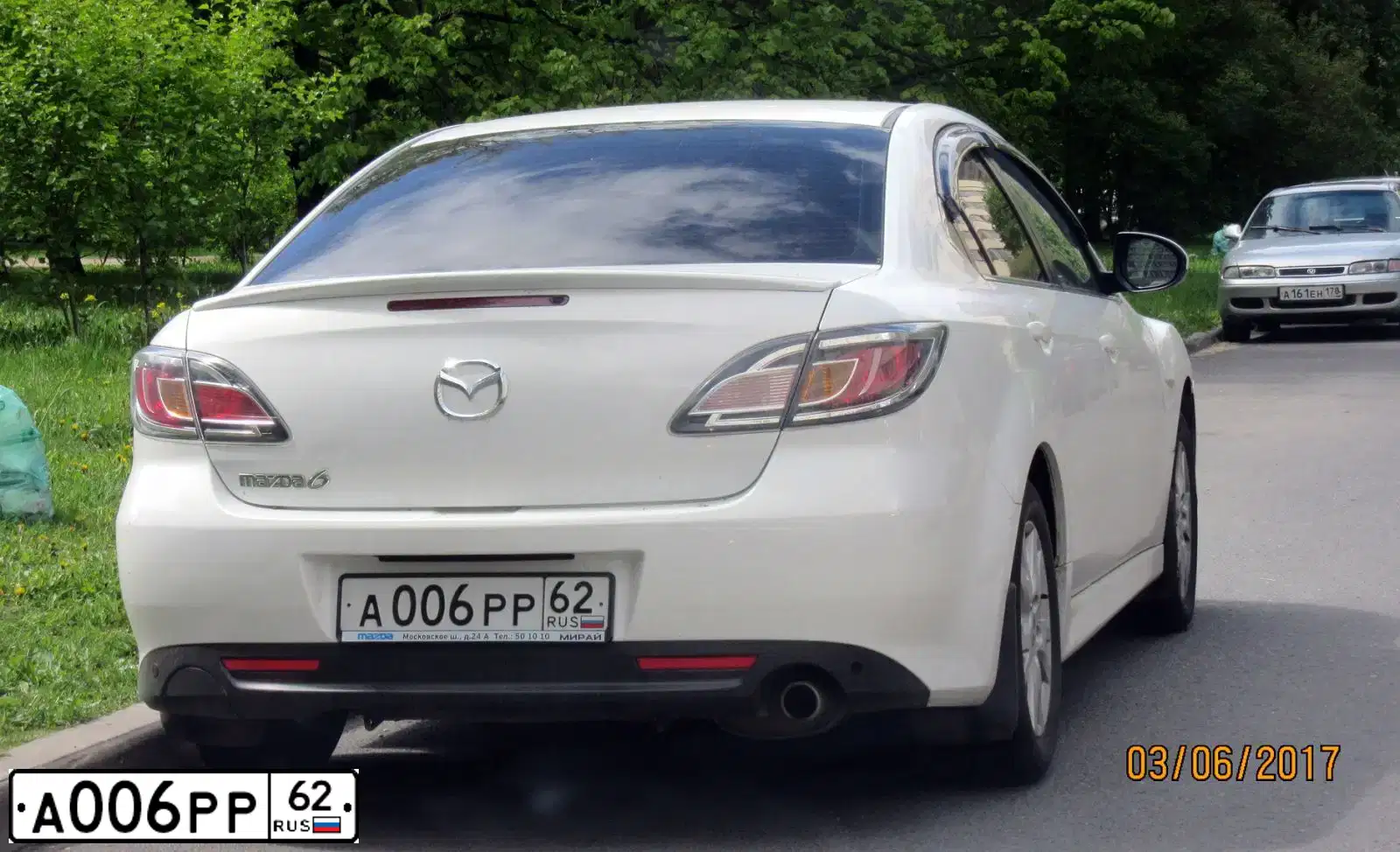 Фото автомобиля MAZDA 6, 2012 — госномер А006РР62. Цвет: Белый