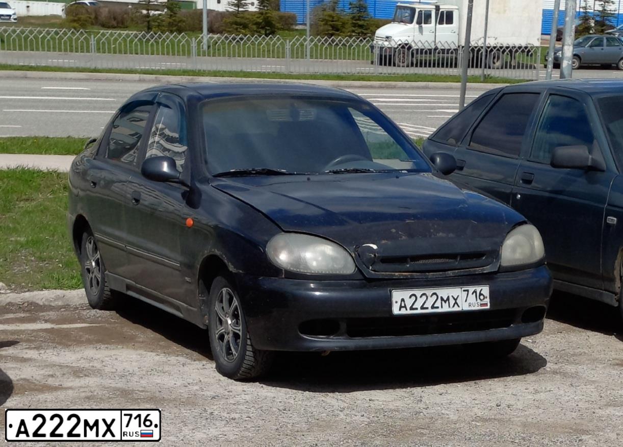 Фото автомобиля ZAZ LANOS, 2008 — госномер А222МХ716. Цвет: ЧЕРНЫЙ