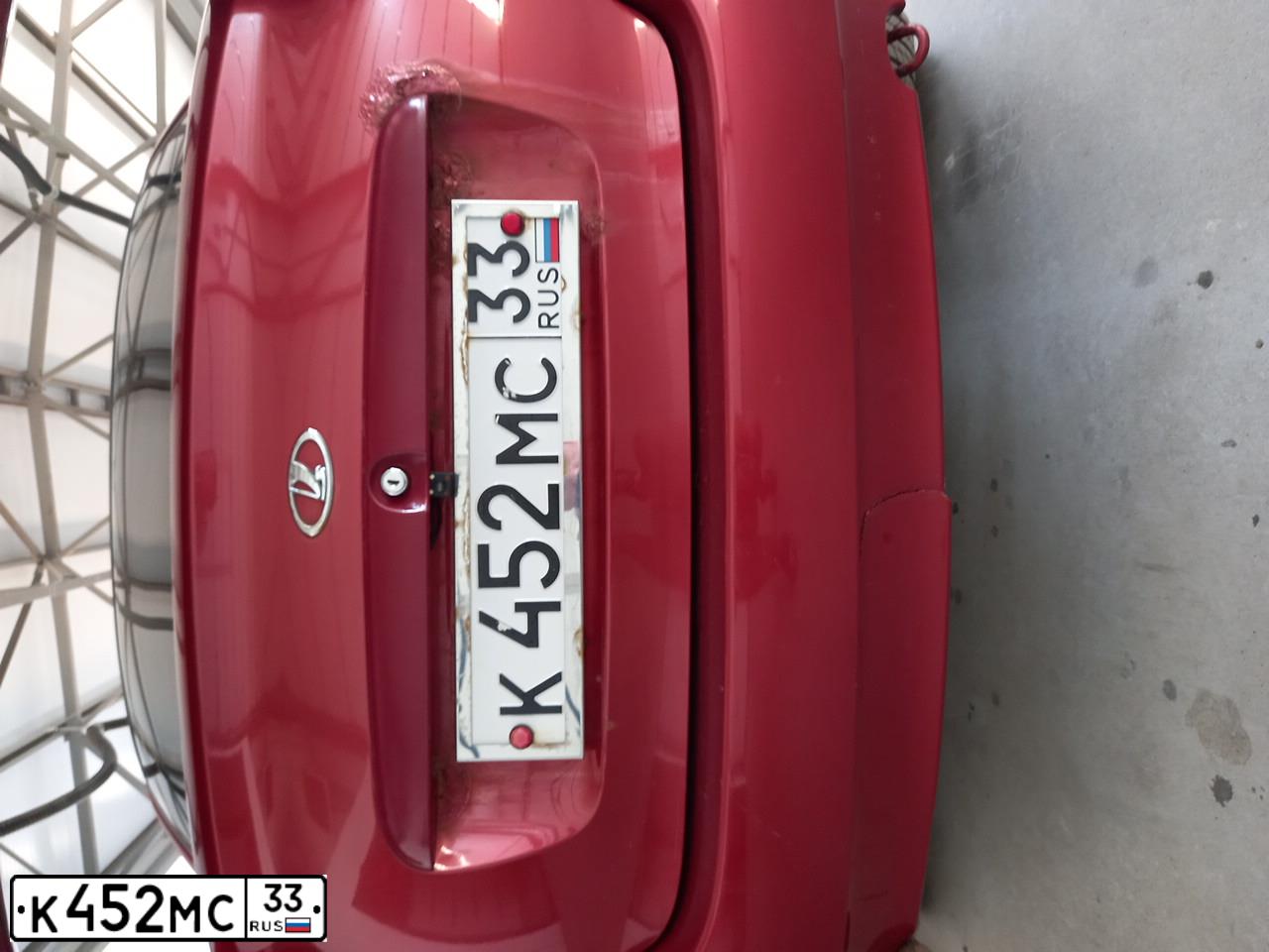 Фото автомобиля LADA 1118 KALINA, 2006 — госномер К452МС33. Цвет: СЕРЕБРИСТО-КРАСНЫЙ