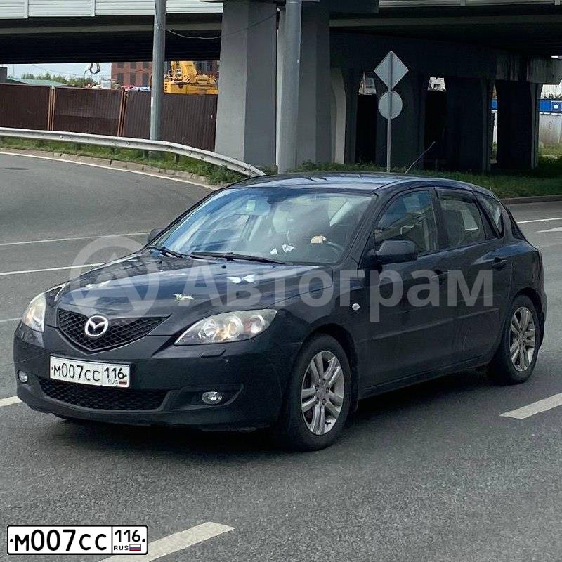 Фото автомобиля MAZDA 3, 2006 — госномер М007СС116. Цвет: ЧЕРНЫЙ