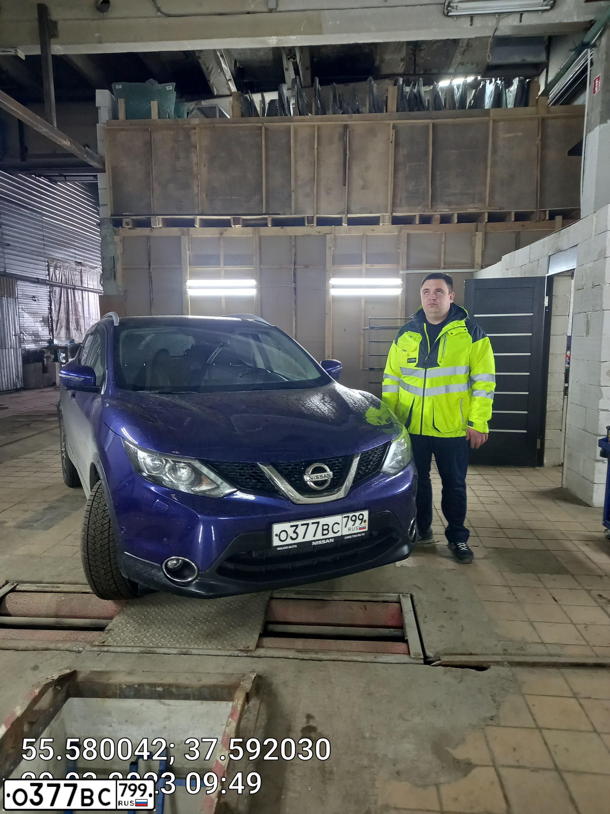 Фото автомобиля NISSAN QASHQAI, 2018 — госномер О377ВС799. Цвет: Темно-синий