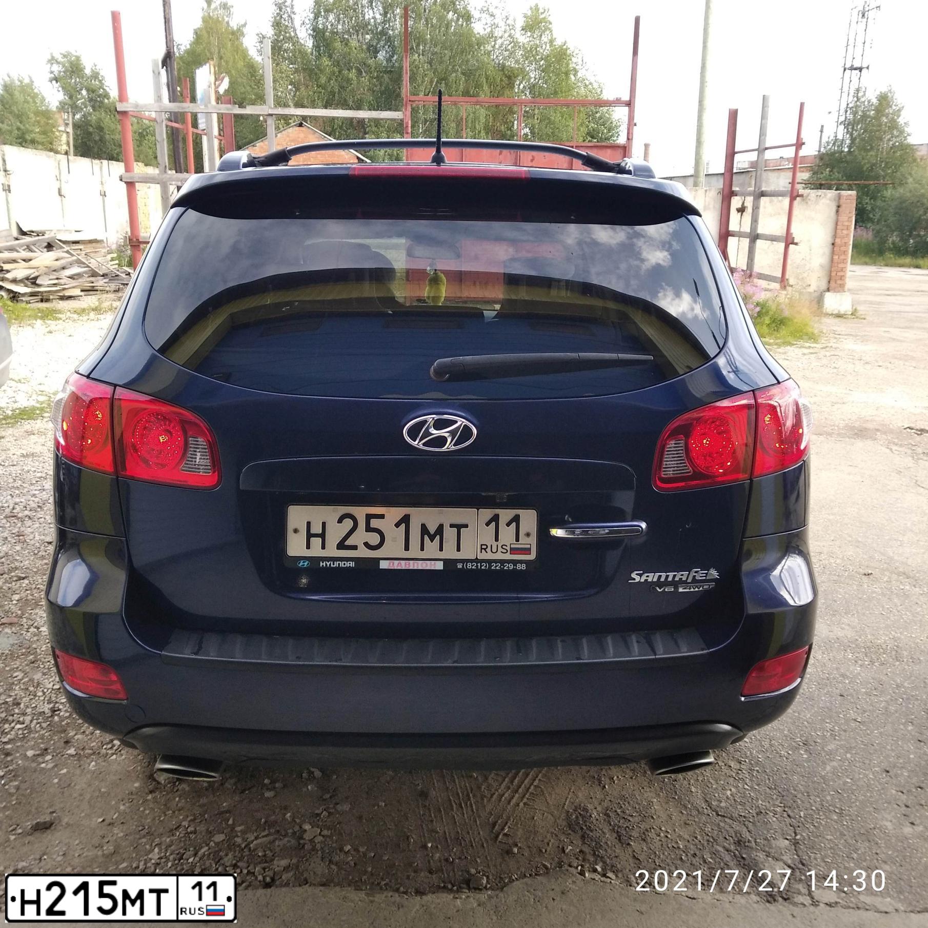 Фото автомобиля HYUNDAI SANTA FE, 2007 — госномер Н251МТ11. Цвет: СИНИЙ