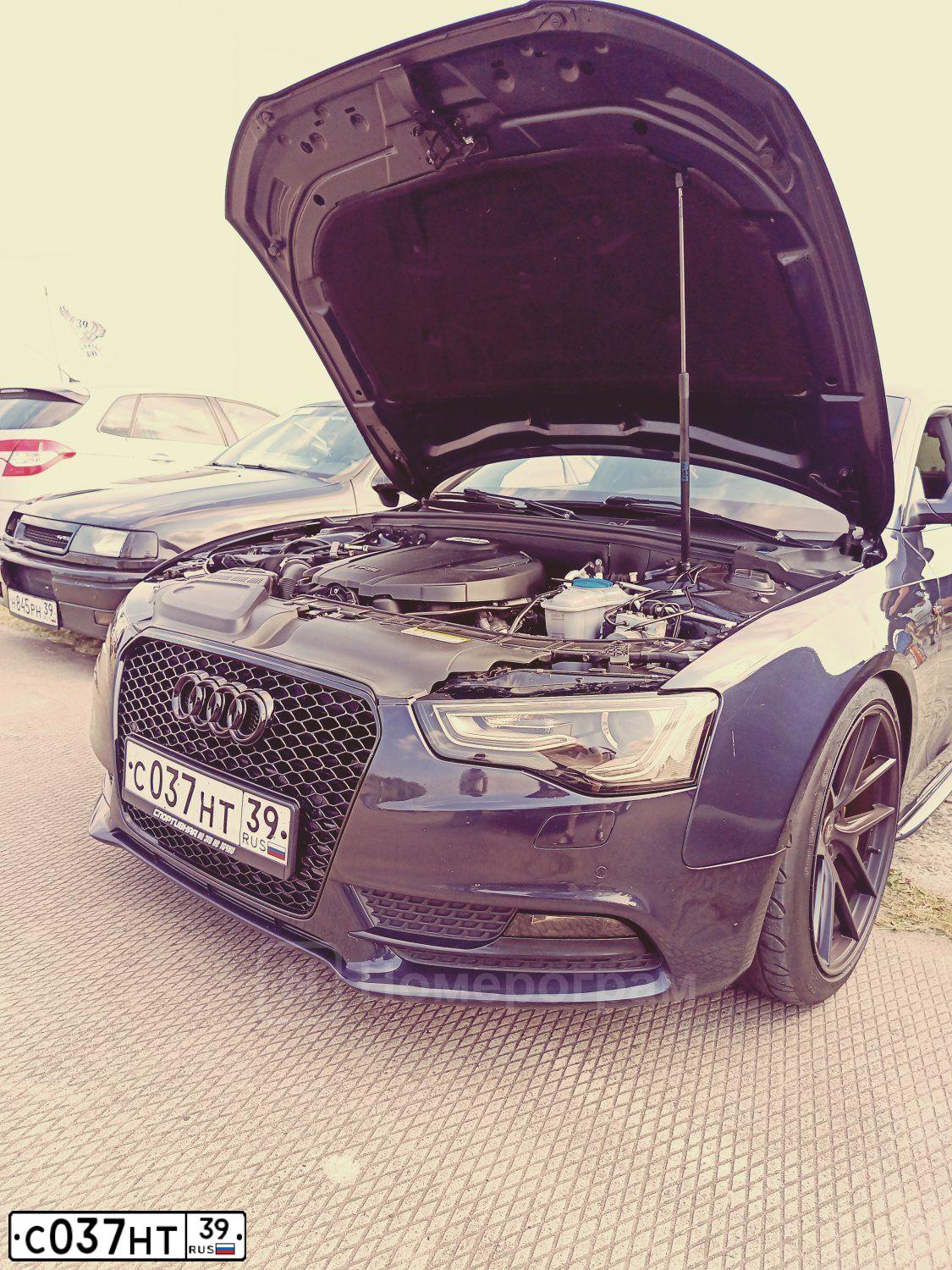 Фото автомобиля AUDI A5, 2014 — госномер С037НТ39. Цвет: ЧЕРНО-СИНИЙ