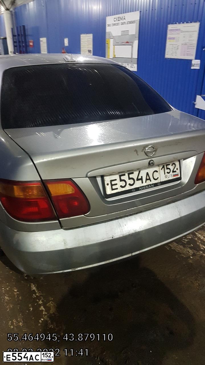 Фото автомобиля NISSAN ALMERA, 2004 — госномер Е554АС152. Цвет: СВЕТЛО-СЕРЫЙ