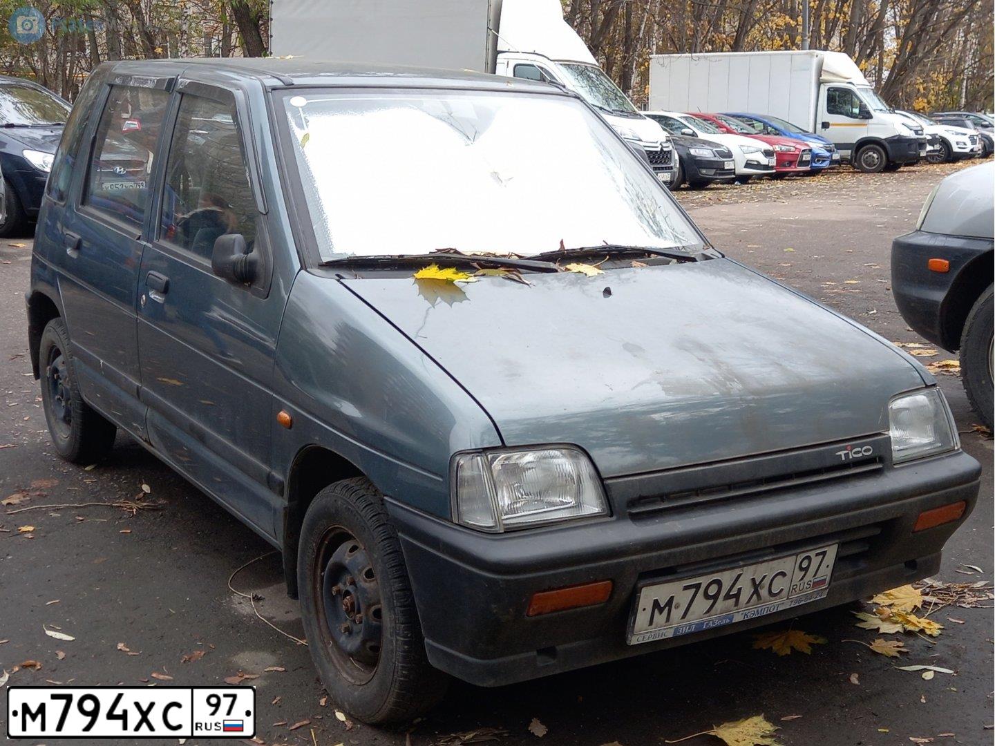 Фото автомобиля DAEWOO TICO, 1998 — госномер М794ХС97. Цвет: СЕРО-ЗЕЛЕНЫЙ