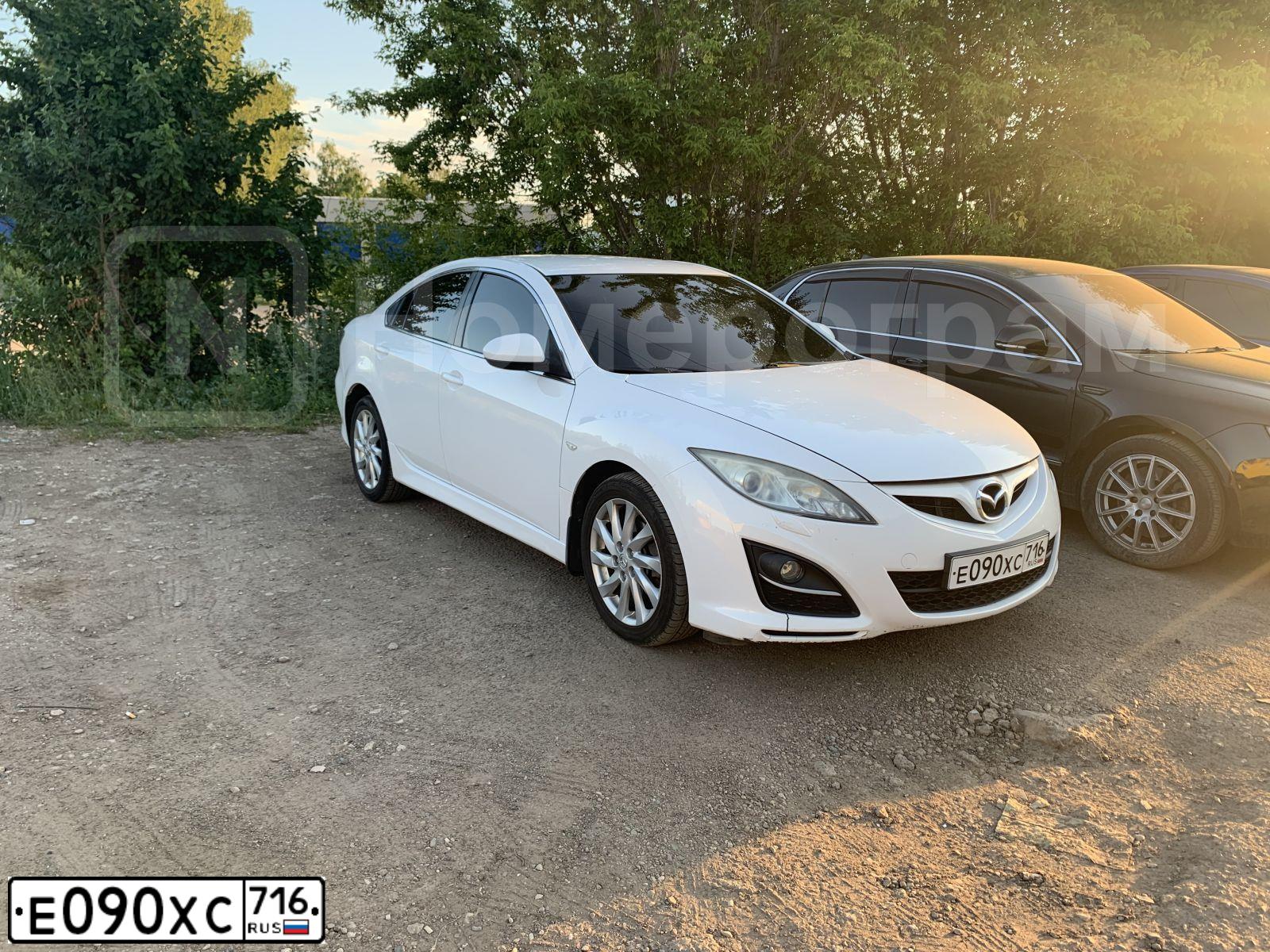 Фото автомобиля MAZDA 6, 2008 — госномер Е090ХС716. Цвет: ЧЕРНЫЙ