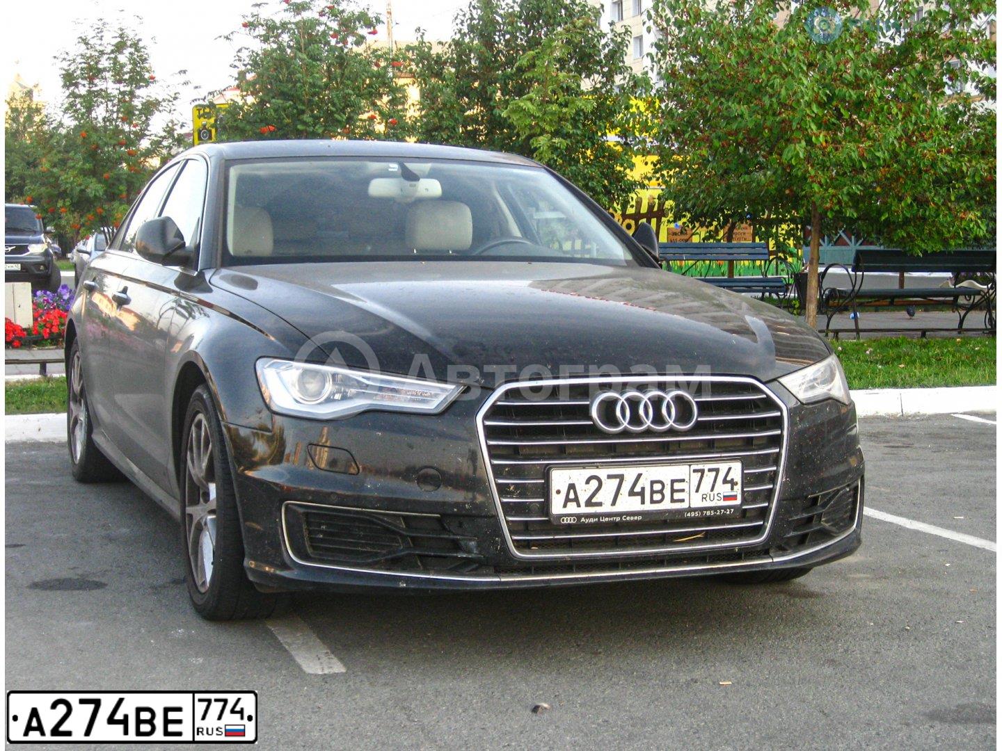 Фото автомобиля AUDI A6, 2015 — госномер А274ВЕ774. Цвет: ЧЕРНЫЙ