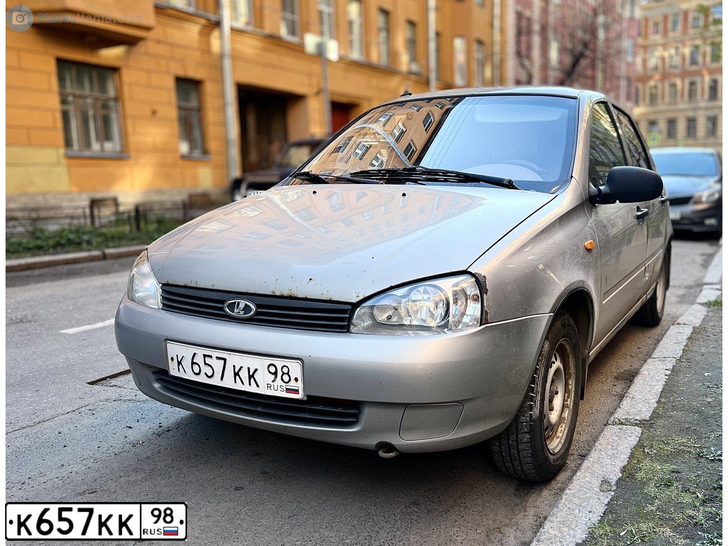Фото автомобиля LADA 1118 KALINA, 2006 — госномер К657КК98. Цвет: БЕЖЕВО-СЕРЫЙ