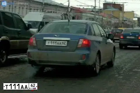 Фото автомобиля SUBARU IMPREZA, 2008 — госномер Т111АА62. Цвет: синий
