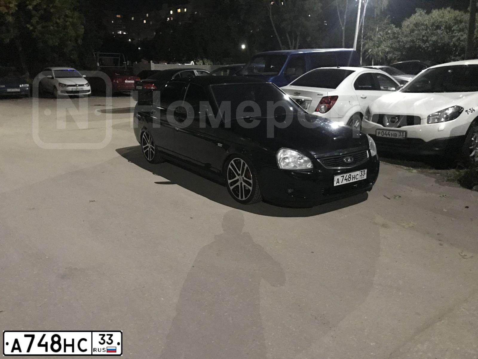 Фото автомобиля LADA 2170 PRIORA, 2009 — госномер А748НС33. Цвет: Темно-зеленый
