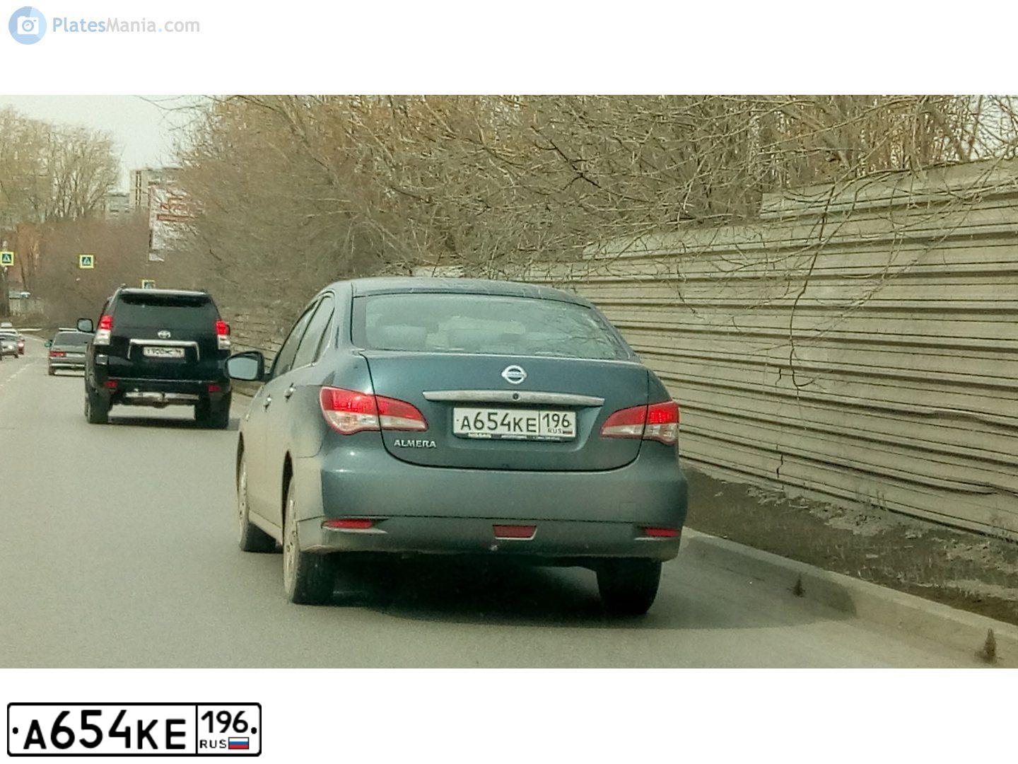 Фото автомобиля NISSAN ALMERA /AVTOVAZ/, 2014 — госномер А654КЕ196. Цвет: СЕРО-СИНИЙ