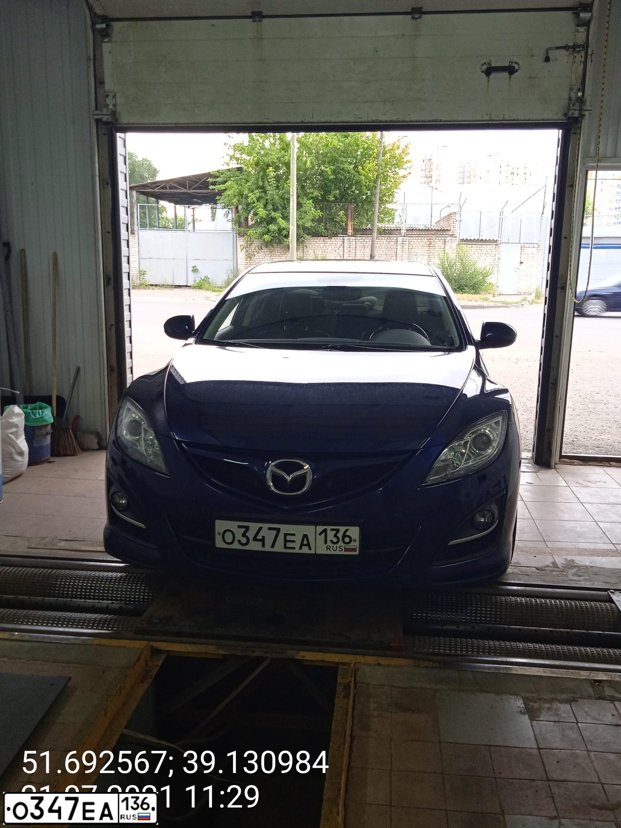 Фото автомобиля MAZDA 6, 2011 — госномер О347ЕА136. Цвет: ТЕМНО-СИНИЙ