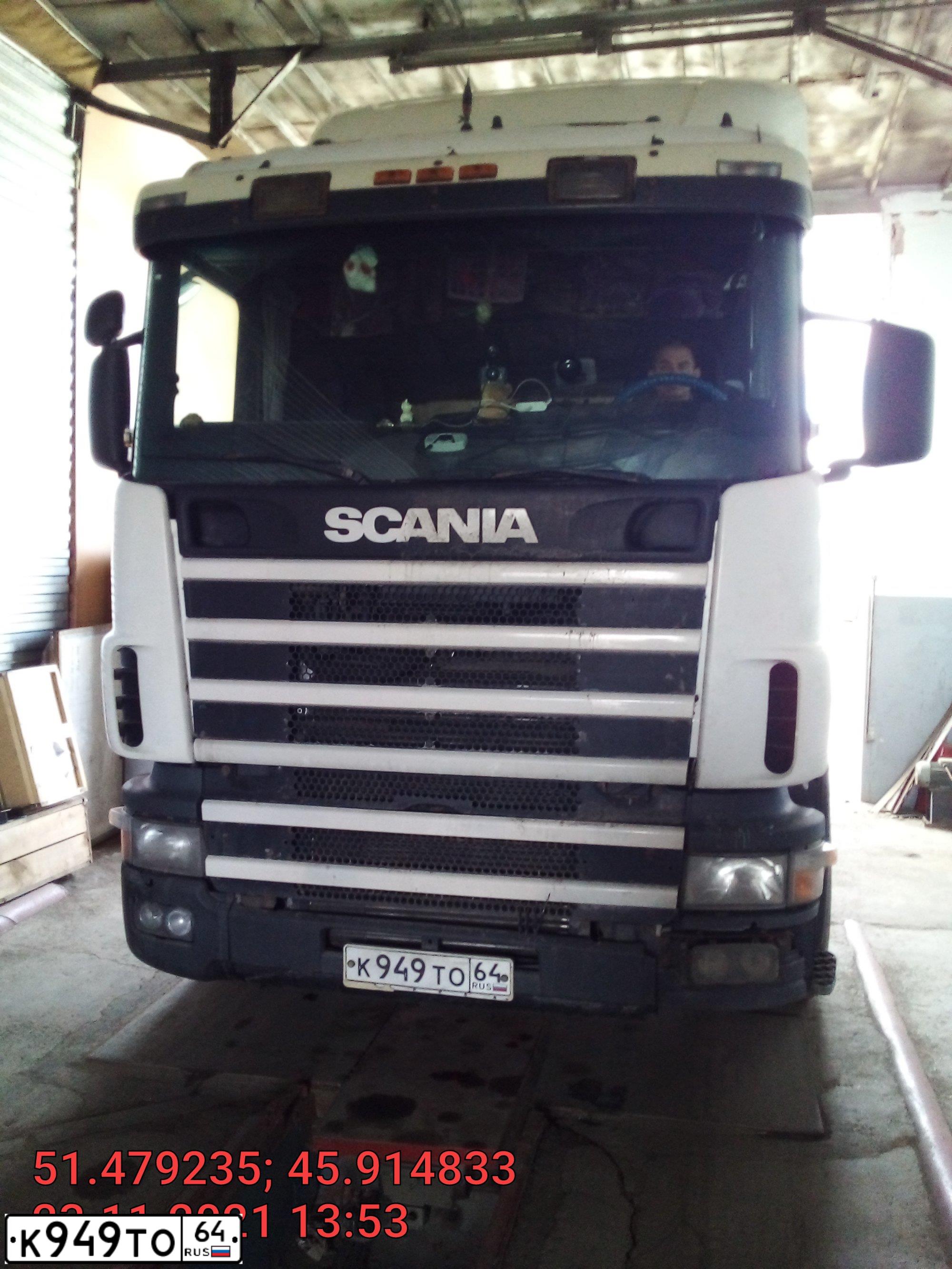 Фото автомобиля SCANIA SERIE R /4X2/, 1998 — госномер К949ТО64. Цвет: БЕЛЫЙ