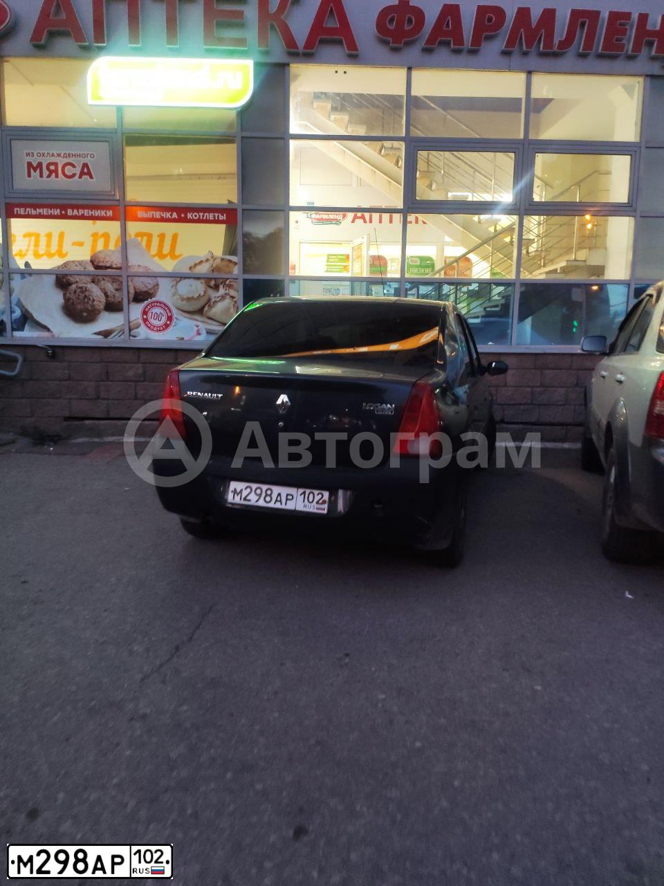 Фото автомобиля RENAULT LOGAN, 2009 — госномер М298АР102. Цвет: ТЕМНО-СЕРЫЙ