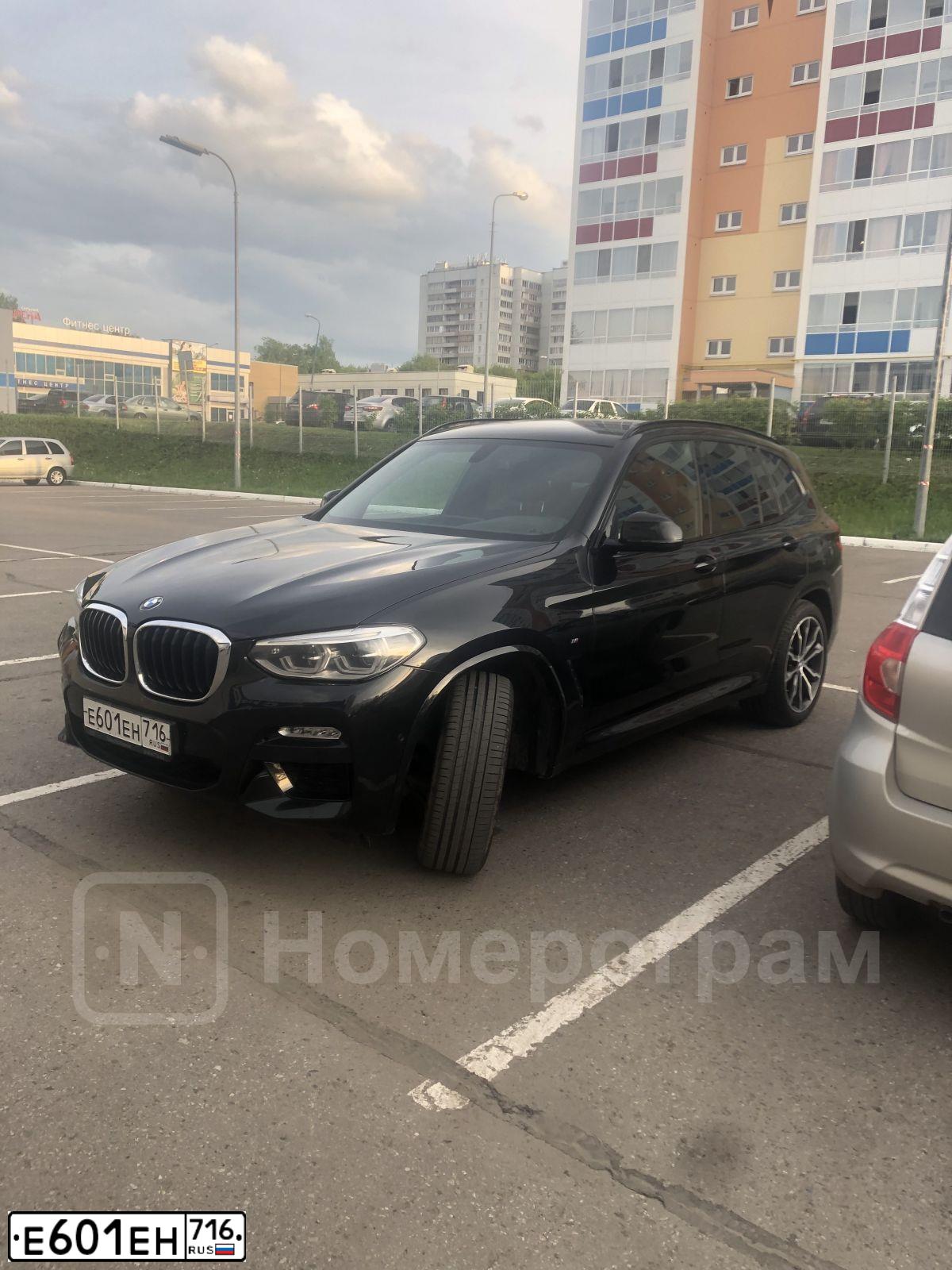 Фото автомобиля BMW X3, 2019 — госномер Е601ЕН716. Цвет: ЧЕРНЫЙ