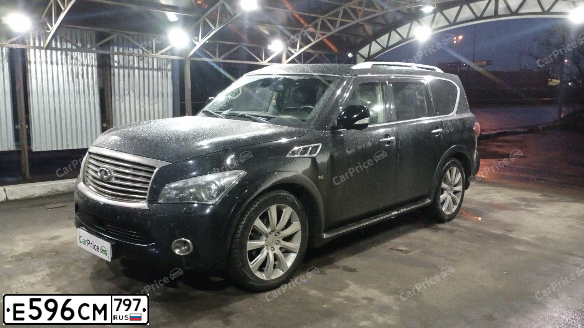 Фото автомобиля INFINITI QX80 /QX56/, 2014 — госномер Е596СМ797. Цвет: ЧЕРНЫЙ