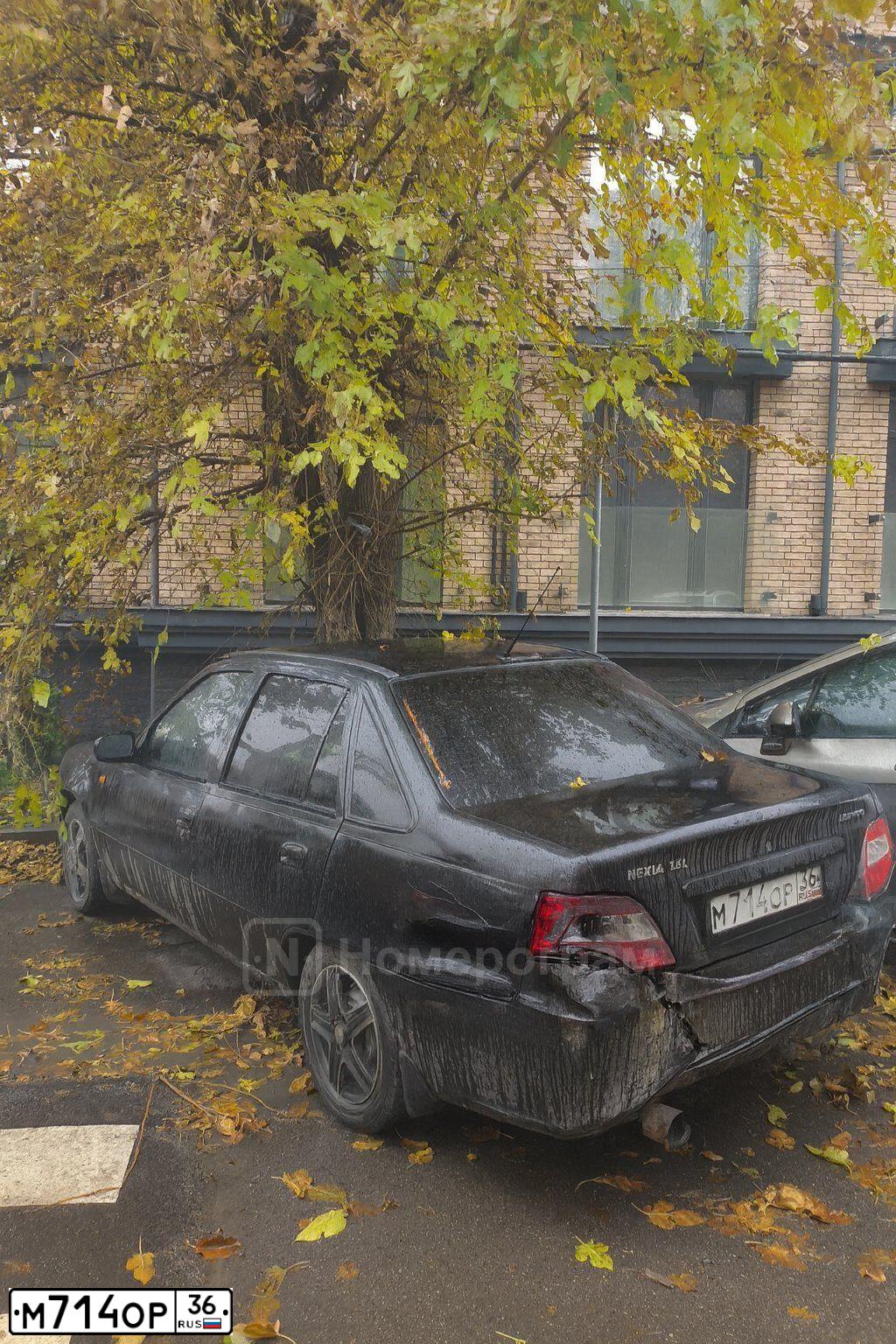 Фото автомобиля DAEWOO NEXIA, 2008 — госномер М714ОР36. Цвет: ЧЕРНЫЙ