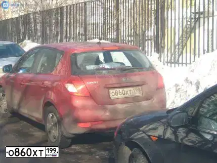 Фото автомобиля KIA CEE'D, 2010 — госномер О860ХТ199. Цвет: КРАСНЫЙ