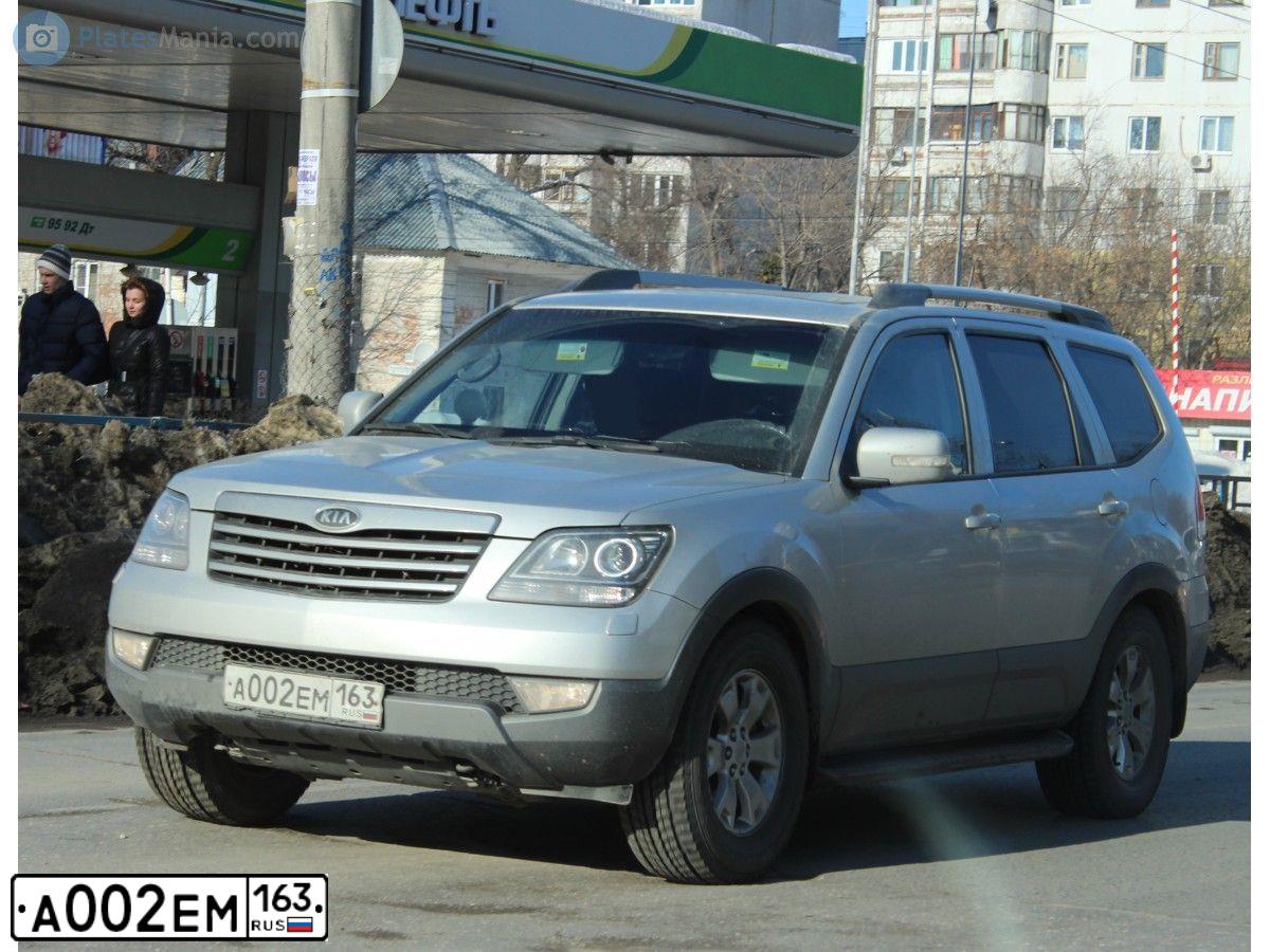 Фото автомобиля KIA MOHAVE / BORREGO, 2009 — госномер А002ЕМ163. Цвет: СЕРЕБРИСТЫЙ