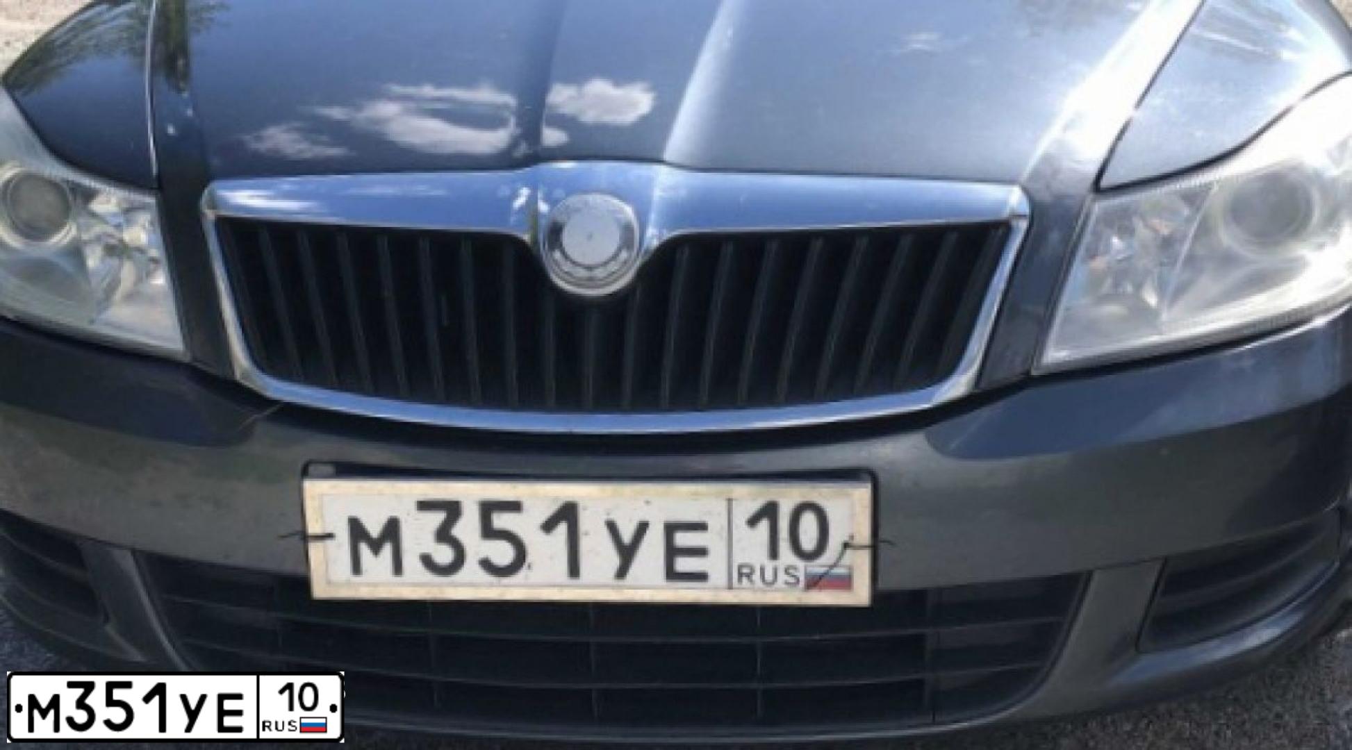 Фото автомобиля SKODA OCTAVIA, 2010 — госномер М351УЕ10. Цвет: ТЕМНО-СЕРЫЙ