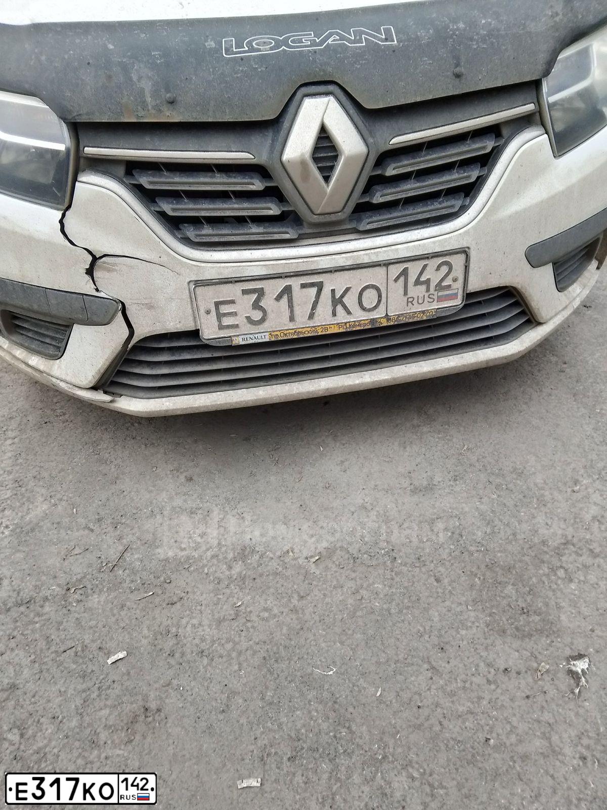 Фото автомобиля RENAULT LOGAN, 2019 — госномер Е317КО142. Цвет: Белый