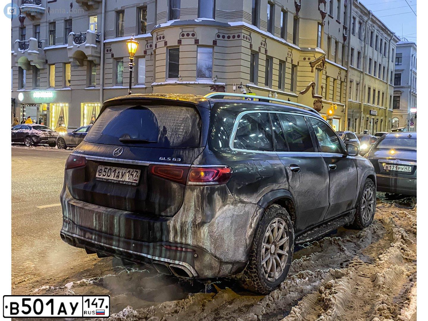 Фото автомобиля MERCEDES GLS-KLASSE, 2020 — госномер В501АУ147. Цвет: ЧЕРНЫЙ