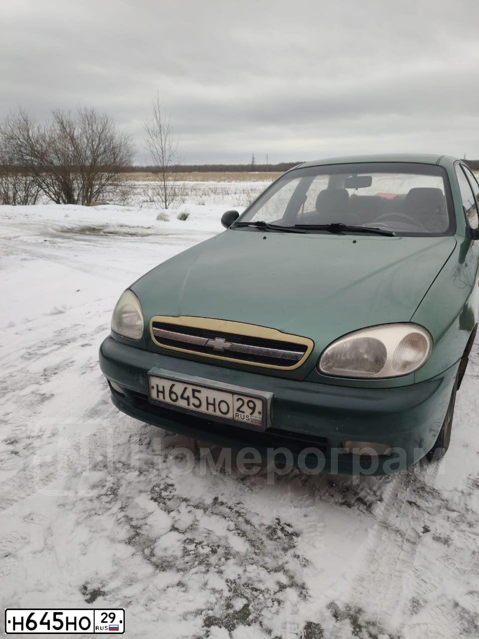 Фото автомобиля ZAZ LANOS, 2008 — госномер Н645НО29. Цвет: ЗЕЛЕНЫЙ