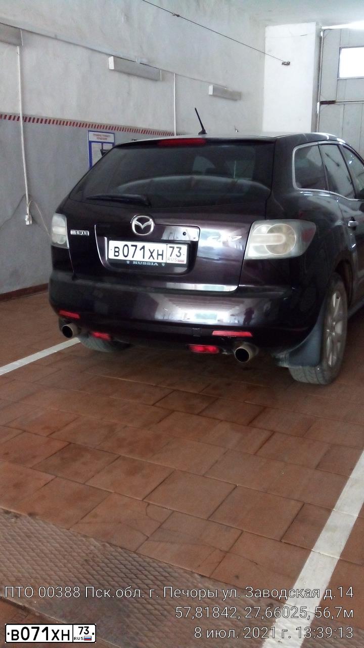 Фото автомобиля MAZDA CX-7, 2008 — госномер В071ХН73. Цвет: ВИШНЕВЫЙ ТЕМНЫЙ