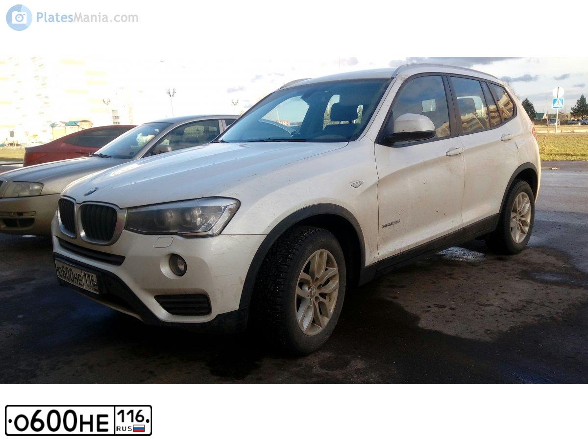 Фото автомобиля BMW X3, 2014 — госномер О600НЕ116. Цвет: БЕЛЫЙ МЕТАЛЛИК