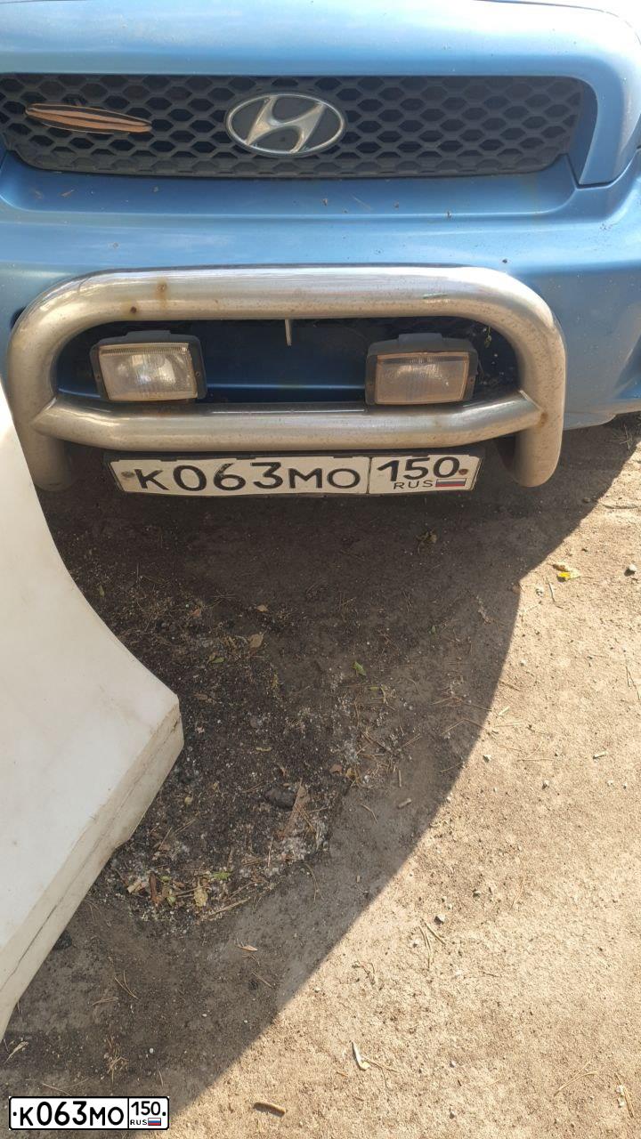 Фото автомобиля HYUNDAI SANTA FE, 2003 — госномер К063МО150. Цвет: ГОЛУБОЙ