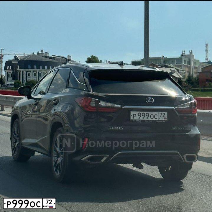 Фото автомобиля LEXUS RX, 2018 — госномер Р999ОС72. Цвет: ЧЕРНЫЙ