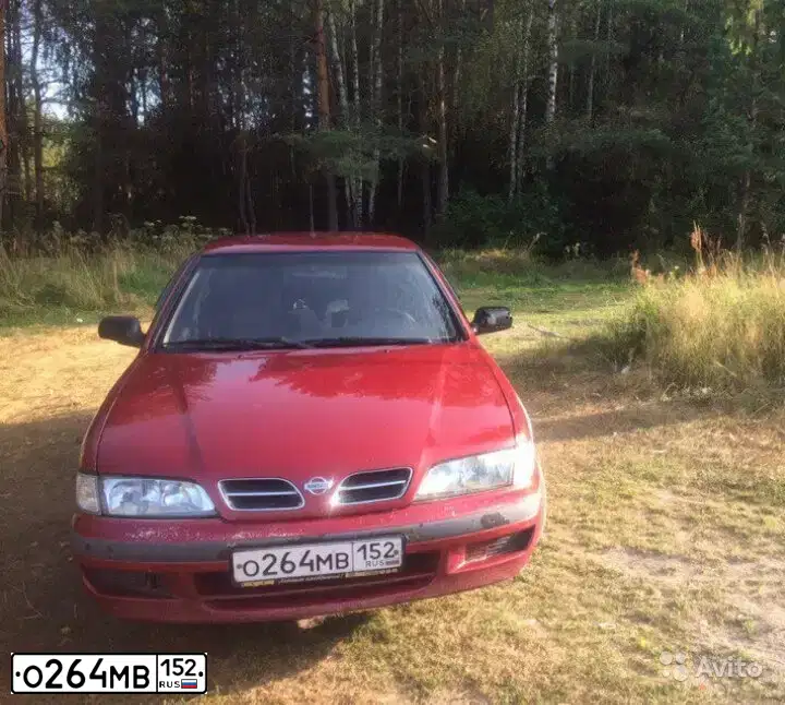 Фото автомобиля NISSAN PRIMERA, 1997 — госномер О264МВ152. Цвет: КРАСНЫЙ