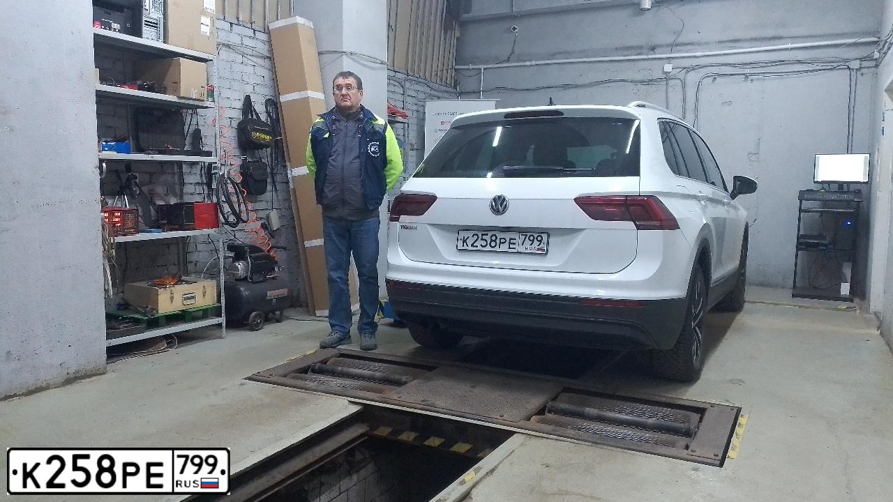 Фото автомобиля VOLKSWAGEN TIGUAN, 2019 — госномер К258РЕ799. Цвет: БЕЛЫЙ