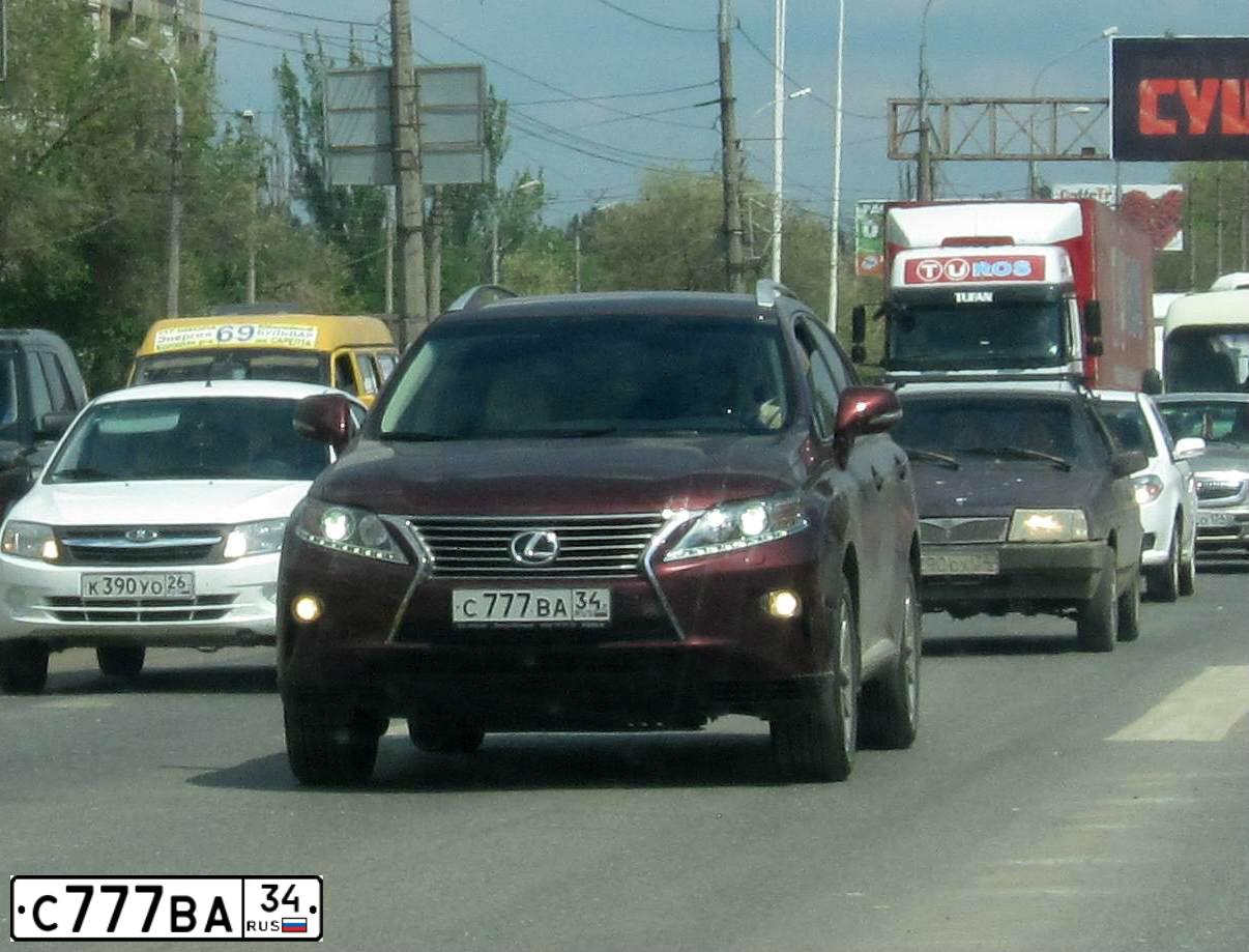 Фото автомобиля LEXUS RX, 2014 — госномер С777ВА34. Цвет: ГРАНАТОВЫЙ
