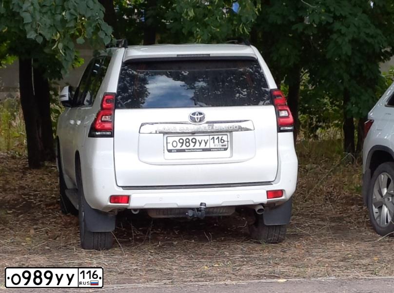 Фото автомобиля TOYOTA LANDCRUISER, 2019 — госномер О989УУ116. Цвет: БЕЛЫЙ